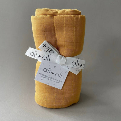Muslin Swaddle Blanket - Ochre | Ali+Oli | Bedding - Bee Like Kids