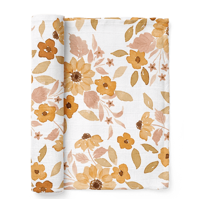 Muslin Swaddle Sunflower Baby Blanket | Mini Wonder LLC | Bee Like Kids