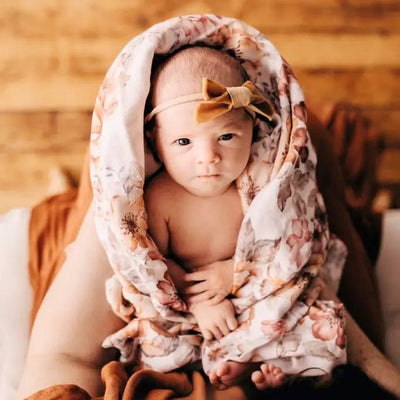 Muslin Swaddle Sunset Floral Baby Blanket | Mini Wander LLC | Bee Like Kids