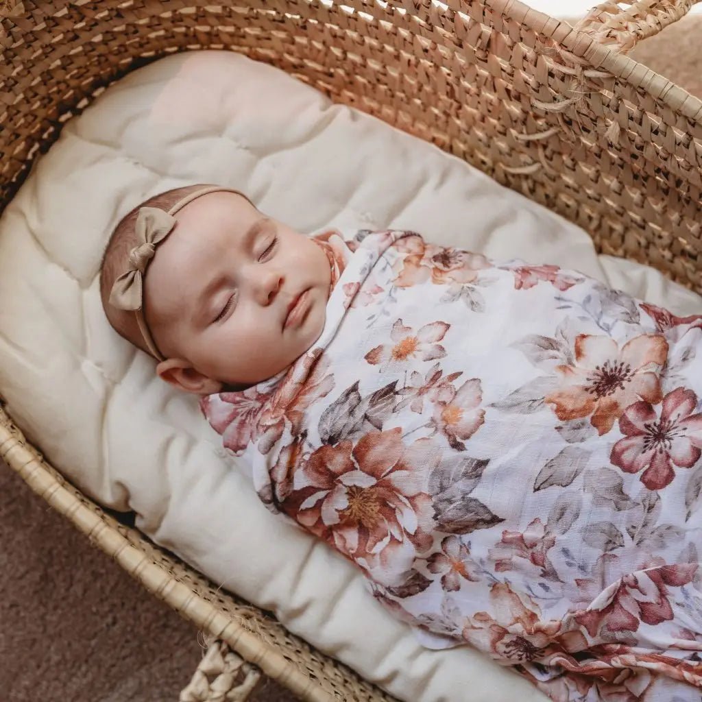 Muslin Swaddle Sunset Floral Baby Blanket | Mini Wander LLC | Bee Like Kids