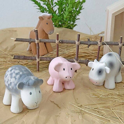 Natural Organic Rubber Teether, Rattle & Bath Toy - Cow | Tikiri Toys LLC | Toys - Bee Like Kids