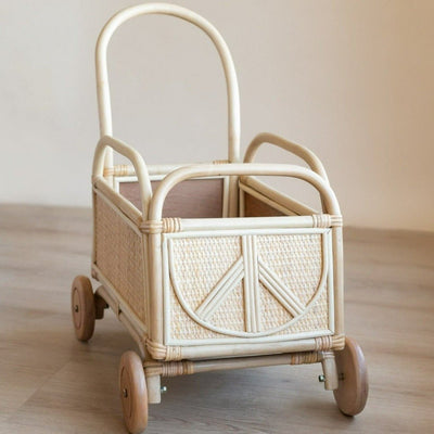 Ollie Rattan Push Car | Doll Furniture | Ellie and Becks | Bee Like Kids