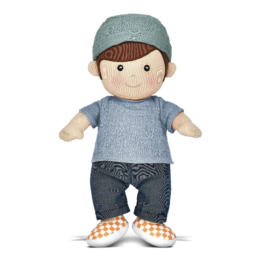 Levi in a Blue T | Apple Park | Organic baby doll | Bee Like Kids