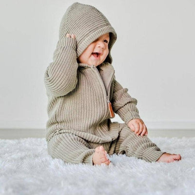 Organic Cotton Knit Hoodie - Ash | goumikids | Baby Clothes - Bee Like Kids