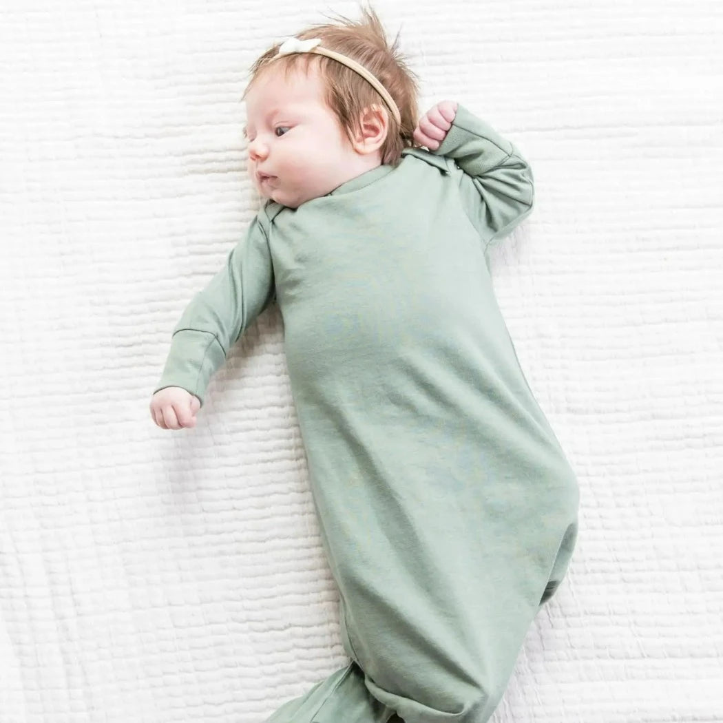 Organic Infant Knotted Gown Thyme | Colored Organics | Bee Like Kids