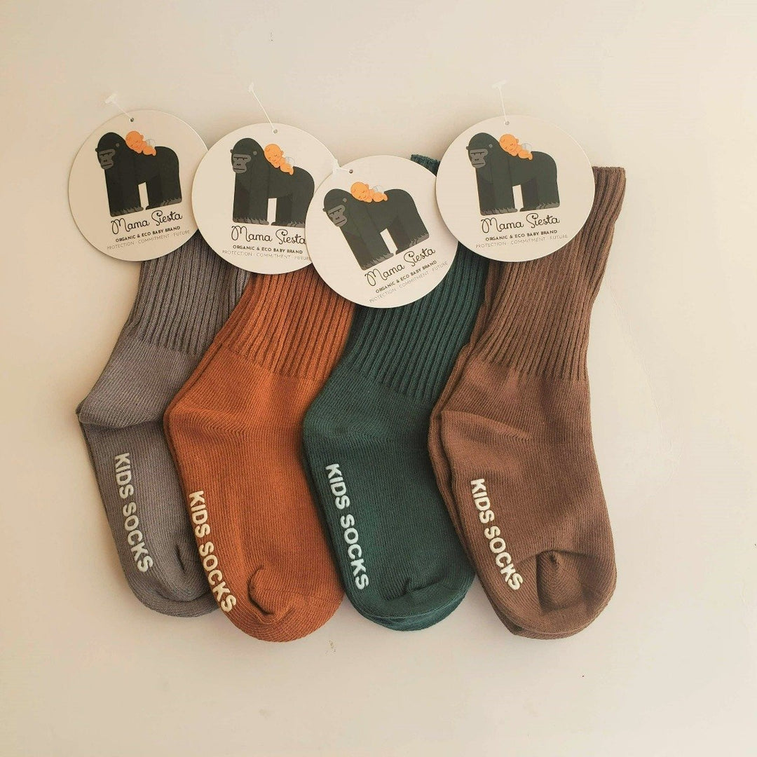 Organic Knee High Anti Slip Kids Socks - Brass | Mama Siesta | Hats, Socks &amp; Shoes - Bee Like Kids