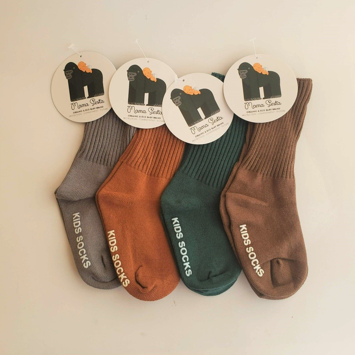 Organic Knee High Anti Slip Kids Socks - Chocolate | Mama Siesta | Hats, Socks & Shoes - Bee Like Kids