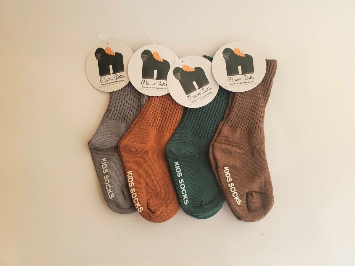 Organic Knee High Anti Slip Kids Socks - Moss | Mama Siesta | Hats, Socks & Shoes - Bee Like Kids