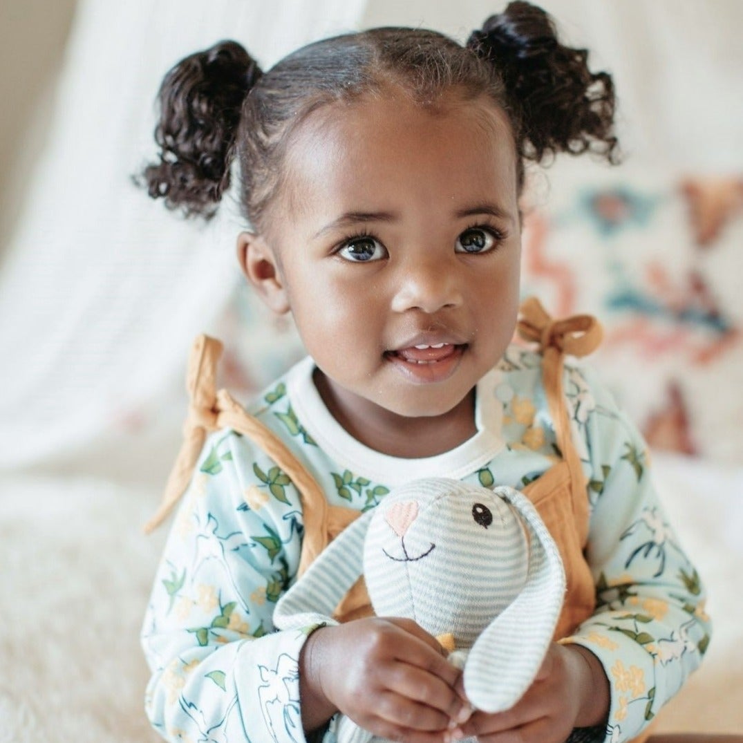 Organic Knit Patterned Bunnies - Dapper Bunny | Apple Park | Stuffies - Bee Like Kids