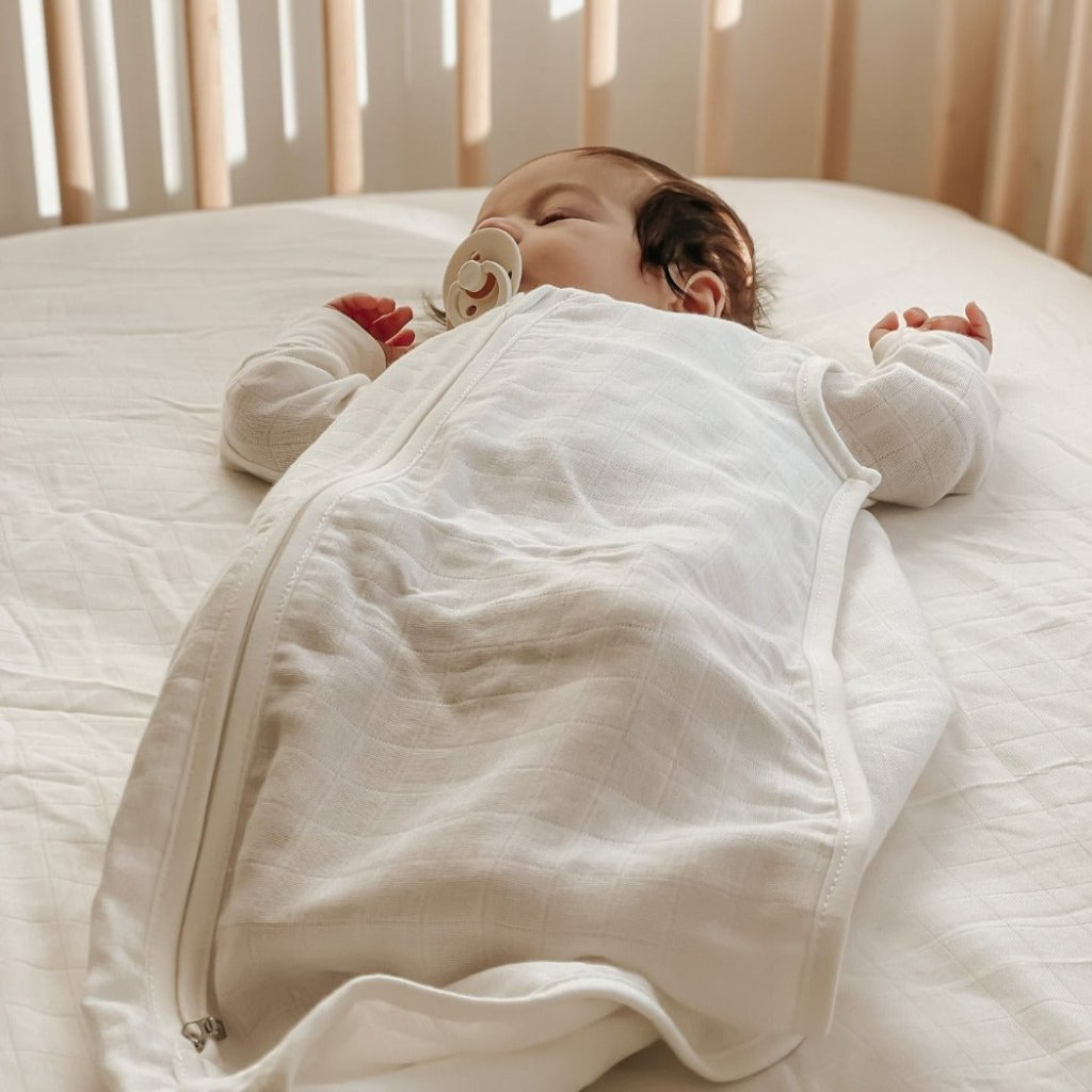 Organic Muslin Zip-up Sleep Sack - Organic White