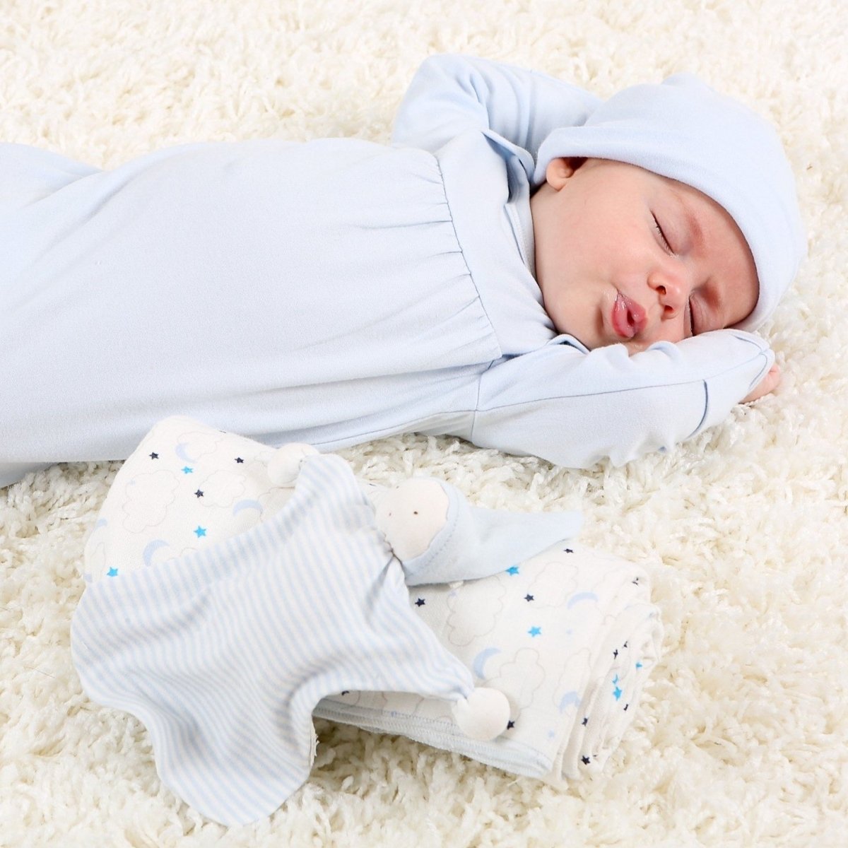 Organic Sleeping Lovey - Blue Stripe | Under the Nile | Lovey - Bee Like Kids