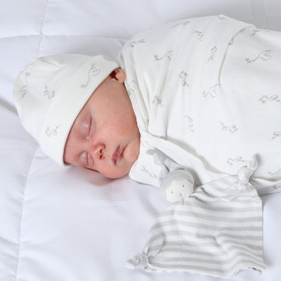 Organic Sleeping Lovey - Gray Stripe | Under the Nile | Lovey - Bee Like Kids