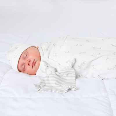 Organic Sleeping Lovey - Gray Stripe | Under the Nile | Lovey - Bee Like Kids