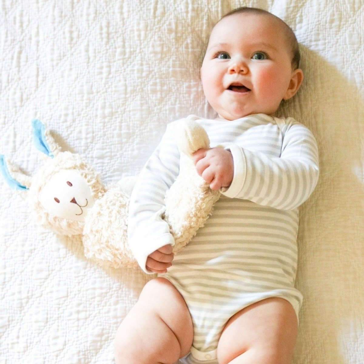 Organic Snuggle Bunny Lovey - Turquoise | Under the Nile | Lovey - Bee Like Kids