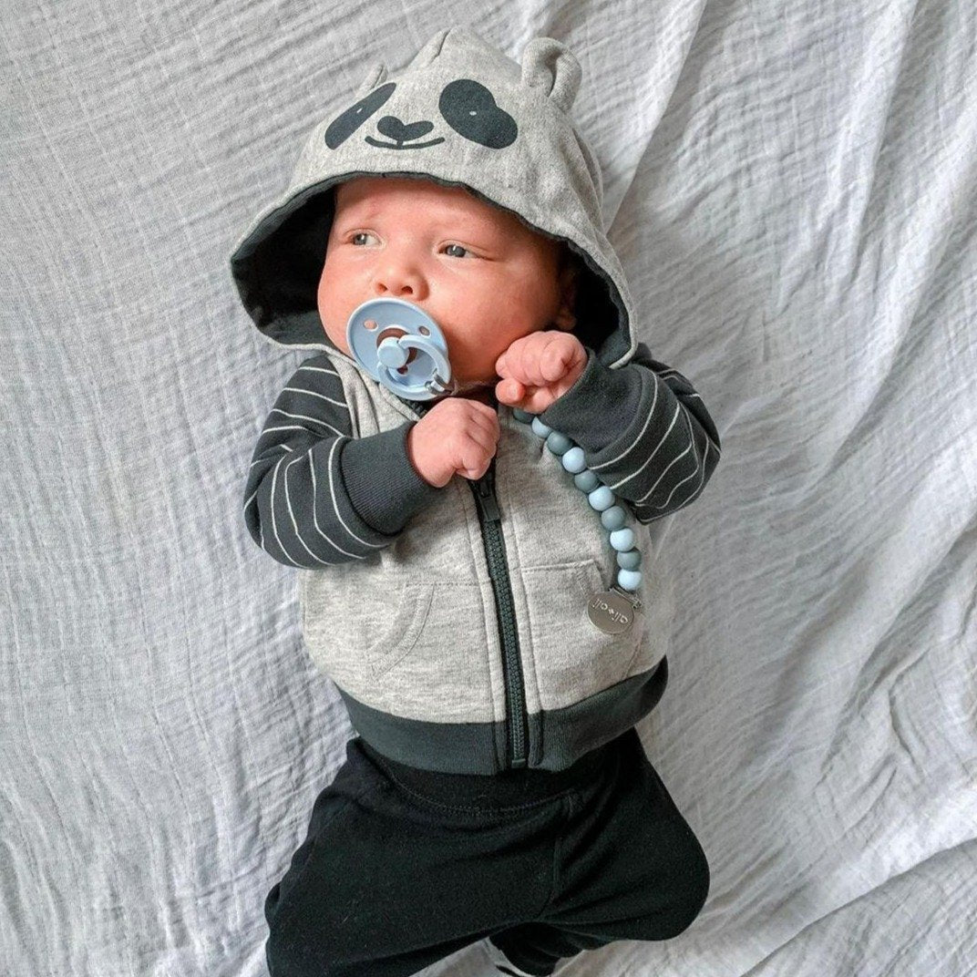 Pacifier Clip Isa - Iron / Blue | Ali+Oli | Baby Essentials - Bee Like Kids