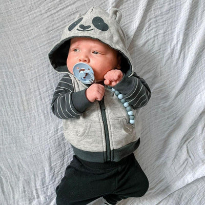 Pacifier Clip Isa - Iron / Blue | Ali+Oli | Baby Essentials - Bee Like Kids