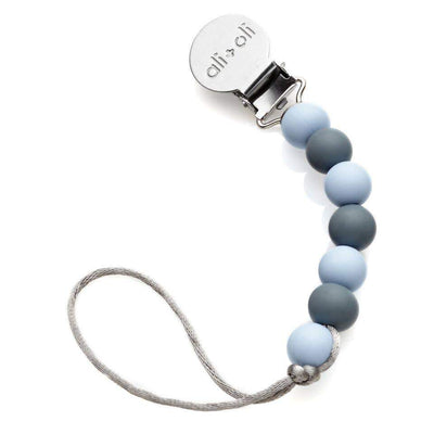 Pacifier Clip Isa - Iron / Blue | Ali+Oli | Baby Essentials - Bee Like Kids