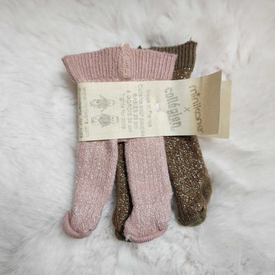 Pack of 2 Pink Lurex/Olive Lurex Doll Tights