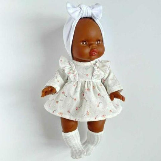 Paola Reina Doll Ruffle Dress - Pink Floral | Minikane Doll  Clothes | Doll Accessories - Bee Like Kids