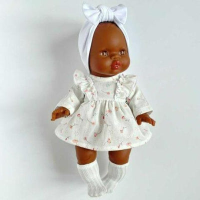 Paola Reina Doll Ruffle Dress - Pink Floral | Minikane Doll  Clothes | Doll Accessories - Bee Like Kids