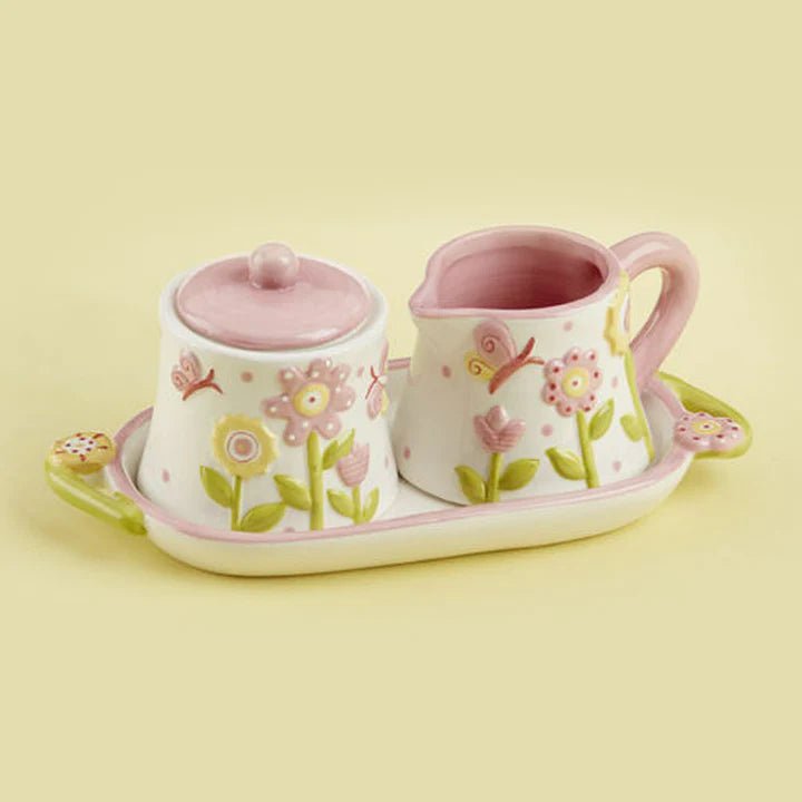Pink Blossom Ceramic creamer and sugar set | Play Pretend | Bee Like Kids