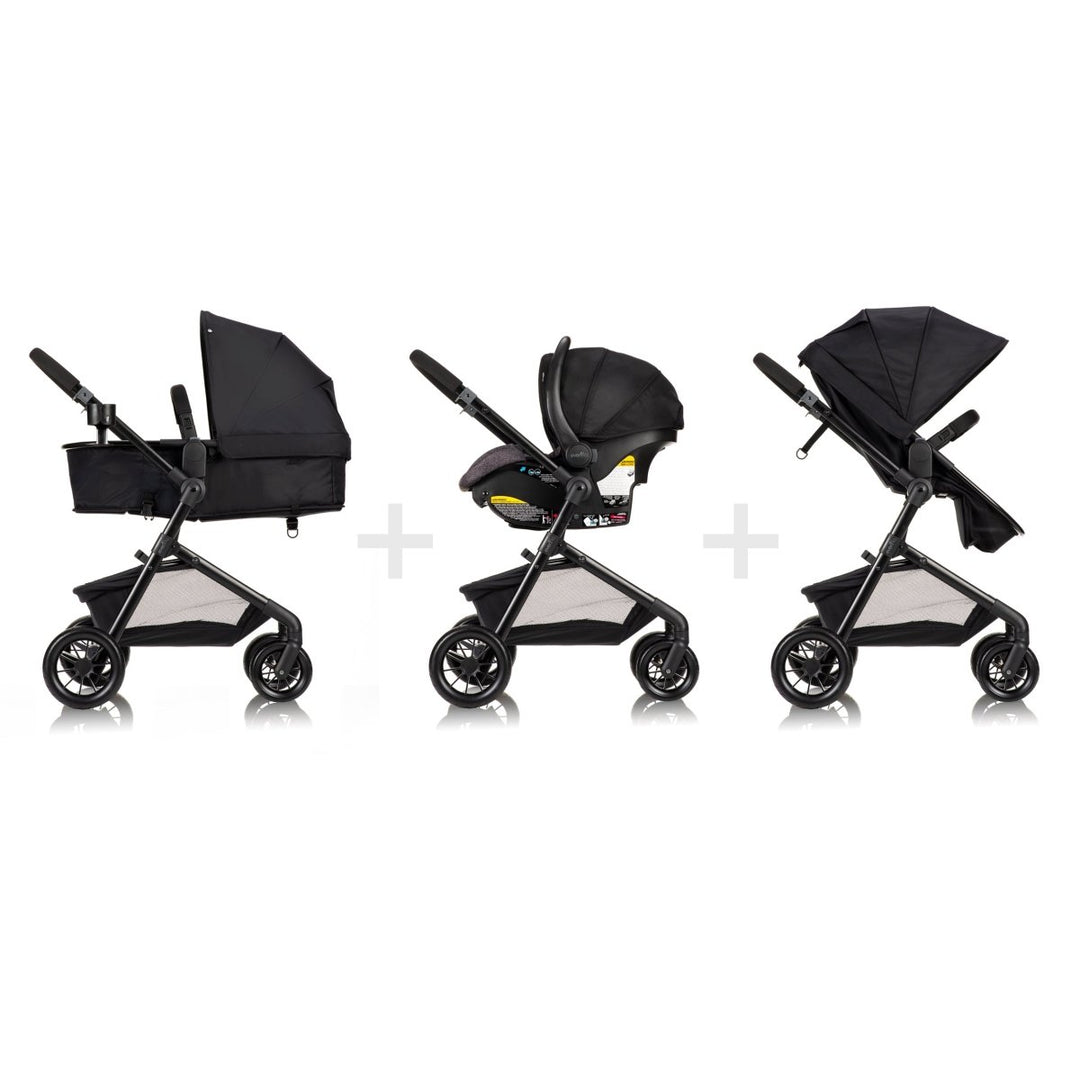 evenflo pivot travel system black Pivot Modular Travel System with LiteMax Infant Car Seat with Anti-Reb – Bee Like Kids