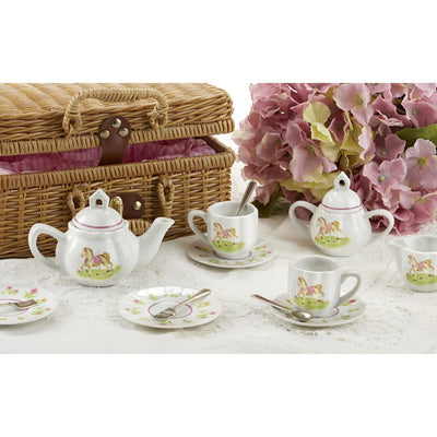 Delton Porcelain Pony Tea Set for Two in Basket  | Bee Like Kids