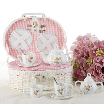 Delton Porcelain Mermaid Tea Set for Two in Basket  | Bee Like Kids