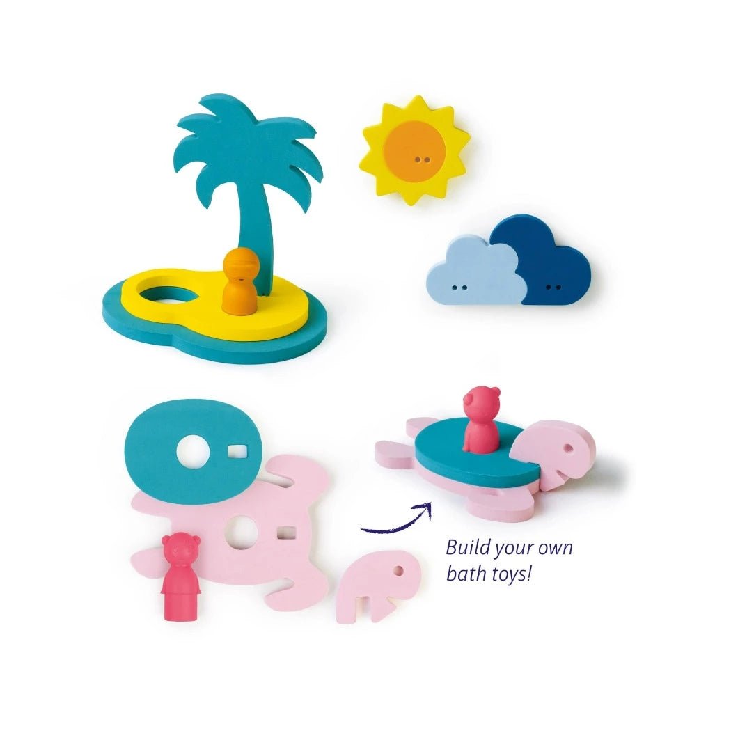 Puzzle Friends Fun in the Water - Treasure Island | BPA Free Bath Toys |Quut Toys | Bee Like Kids