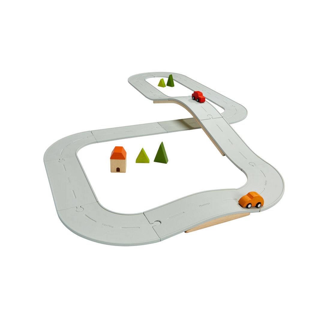 Plan Toys Rubber Road & Rail Set – Large | Bee Like Kids
