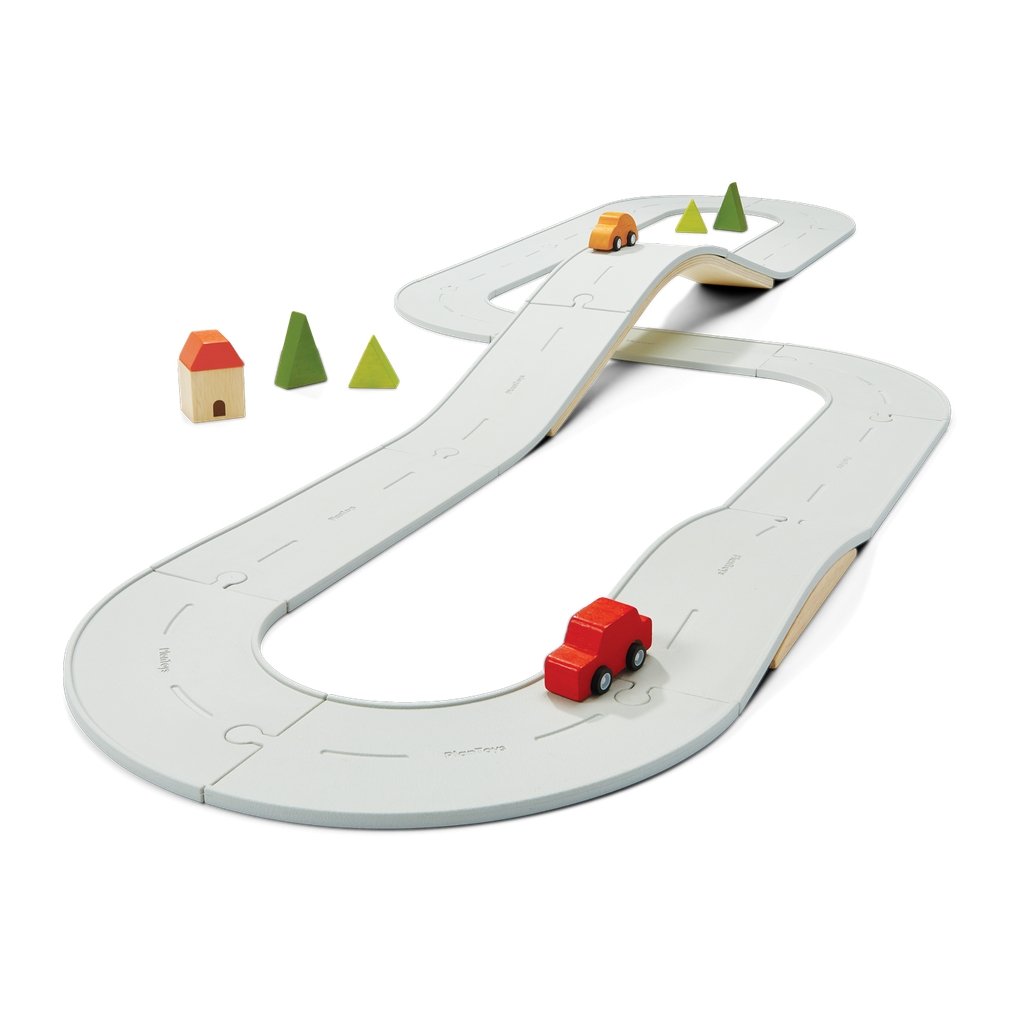 Plan Toys Rubber Road & Rail Set – Large | Bee Like Kids