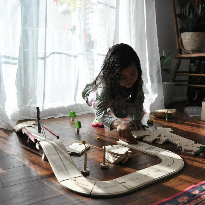 Plan Toys Rubber Road &amp; Rail Set – Large | Bee Like Kids