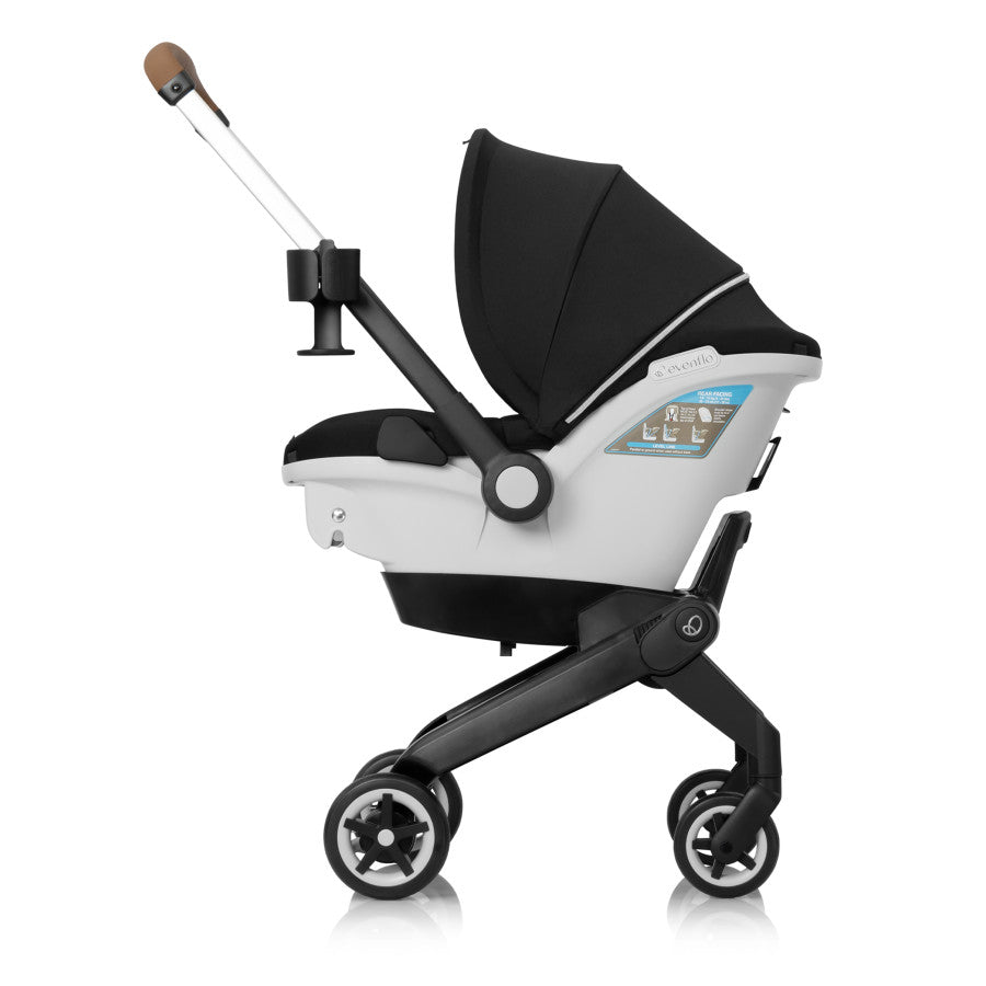Evenflo Gold Shyft DualRide with Carryall Storage Infant Car Seat and Stroller Combo Onyx Black