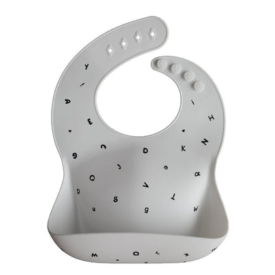 Silicone Baby Bib Letters White | Mushie | Bee Like Kids