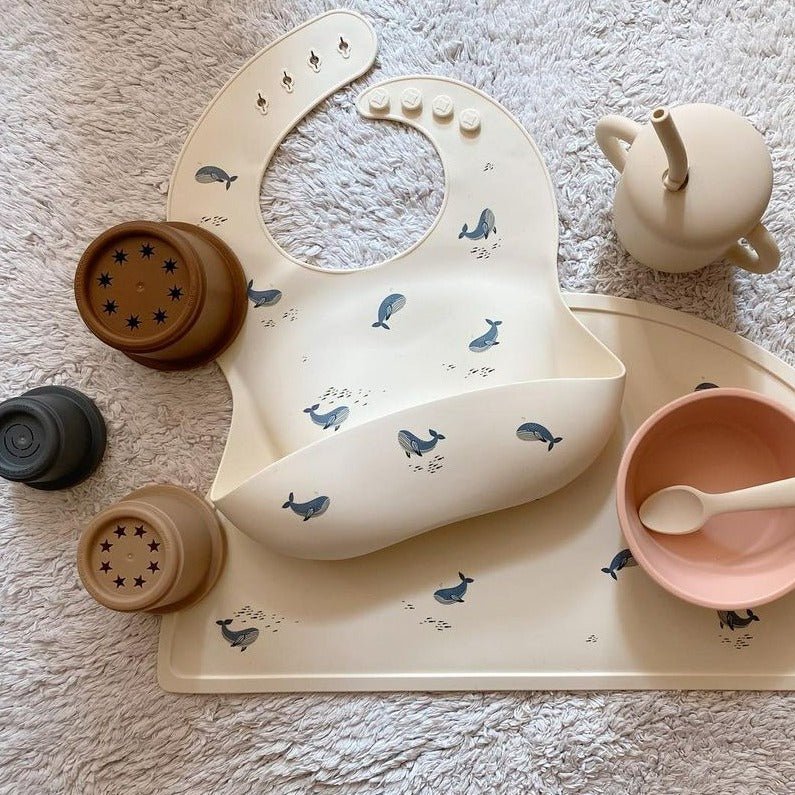 Silicone Baby Bib Whales | Mushie | Bee Like Kids