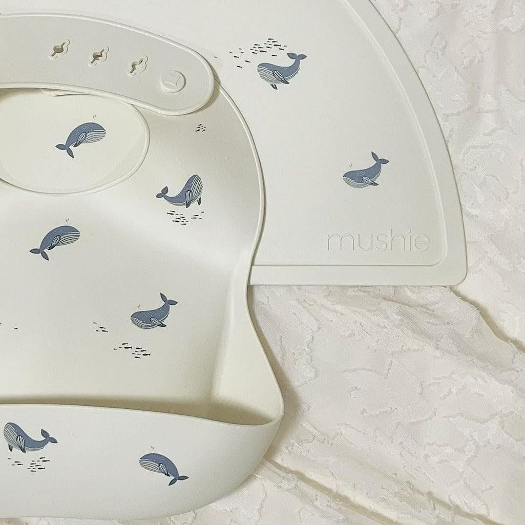 Silicone Baby Bib Whales | Mushie | Bee Like Kids