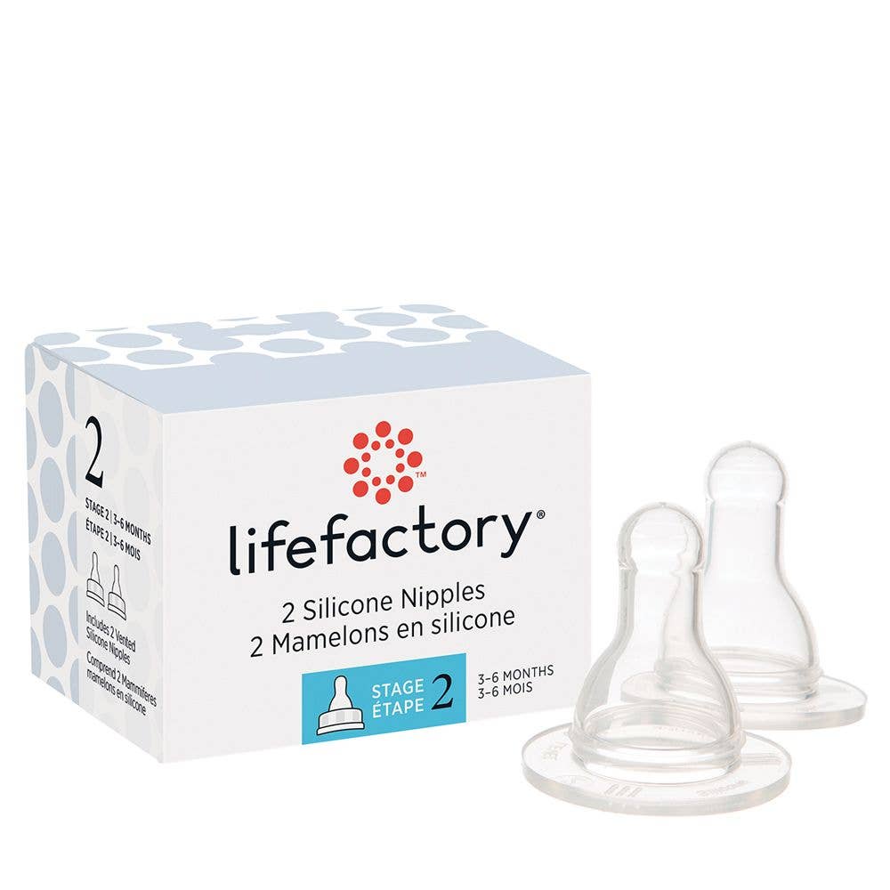 Silicone Bottle Nipples - 2-Pack / Stage 2 | Lifefactory | Feeding - Bee Like Kids