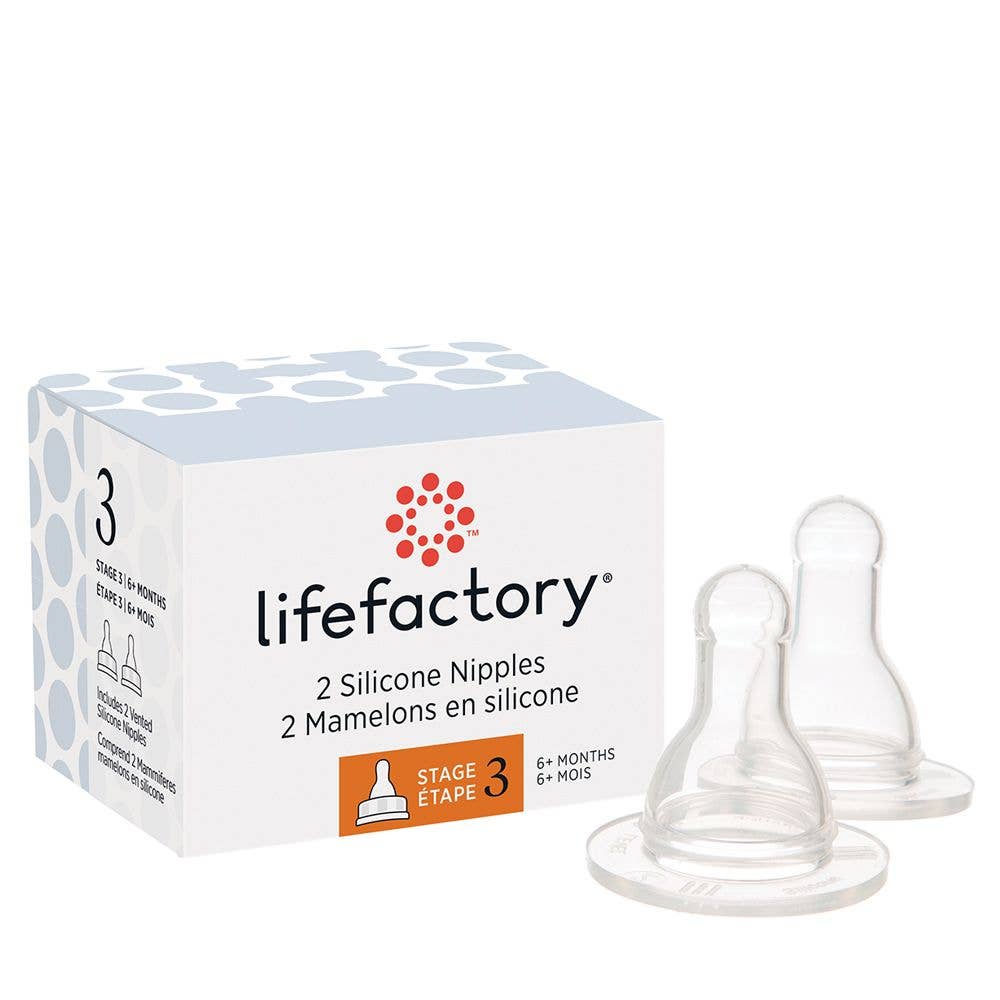 Silicone Bottle Nipples - 2-Pack / Stage 3 | Lifefactory | Feeding - Bee Like Kids