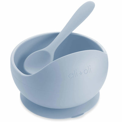 Silicone Suction Bowl & Spoon Set - Cloud | Ali+Oli | Feeding - Bee Like Kids