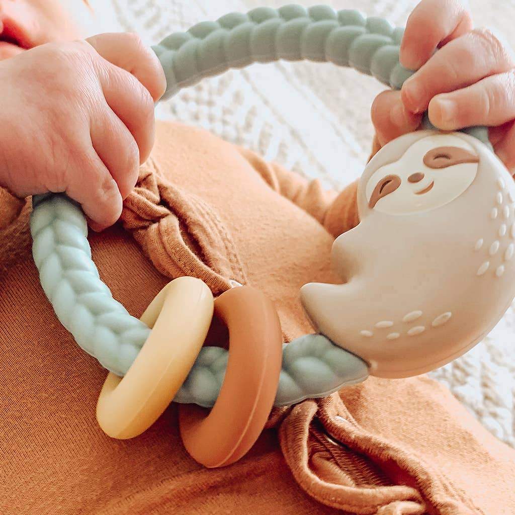 Silicone Teether Rattles - Sloth | Itzy Ritzy | Baby Essentials - Bee Like Kids