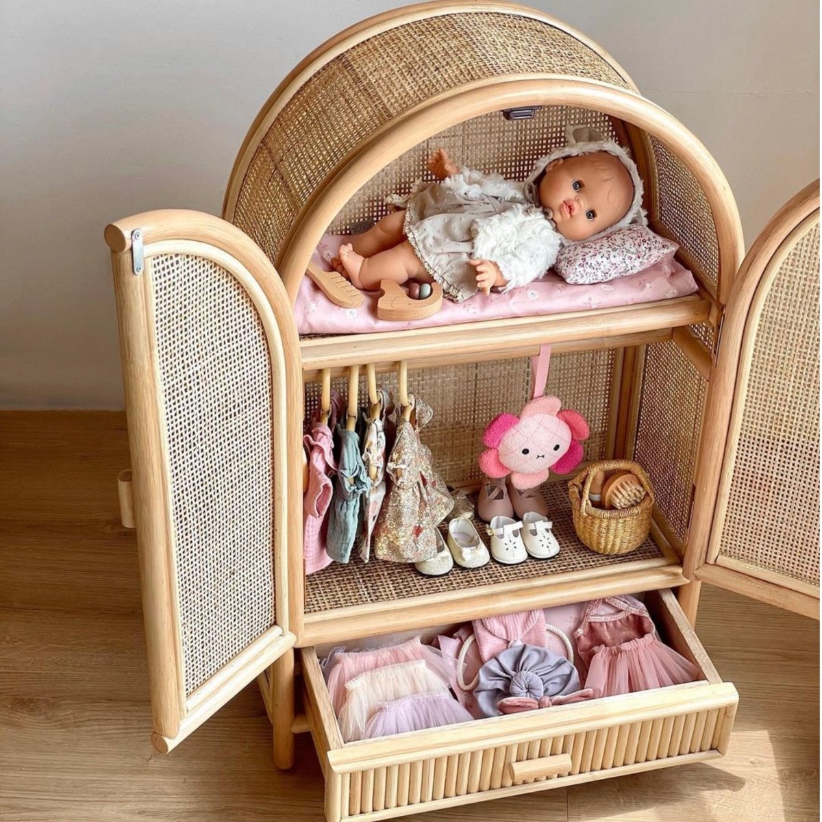 Rattan Baby Doll Wardrobe | Ellie and Becks | Bee Like Kids