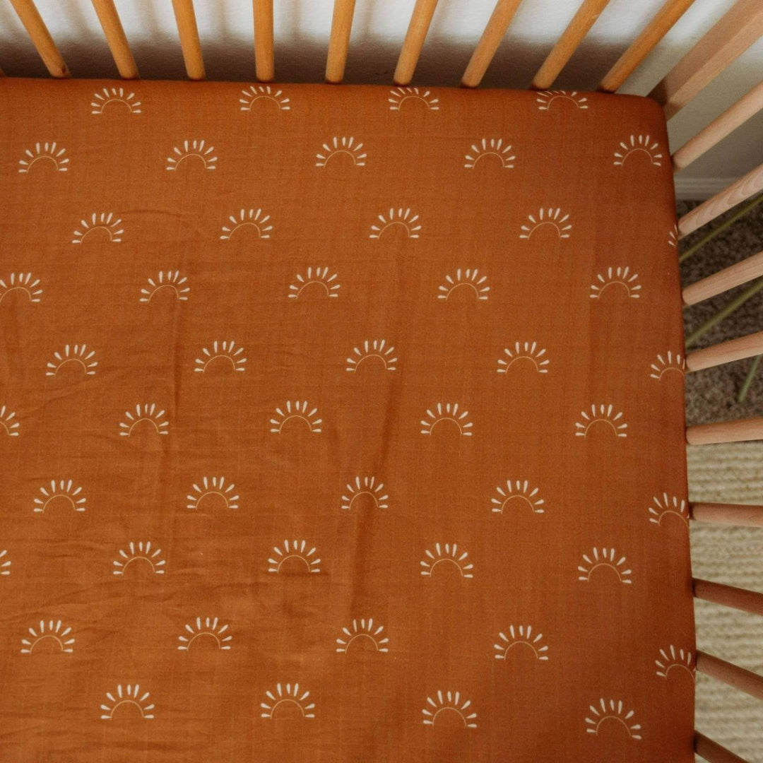 Sundown Muslin Crib Sheet | Brixton Phoenix | Bedding - Bee Like Kids