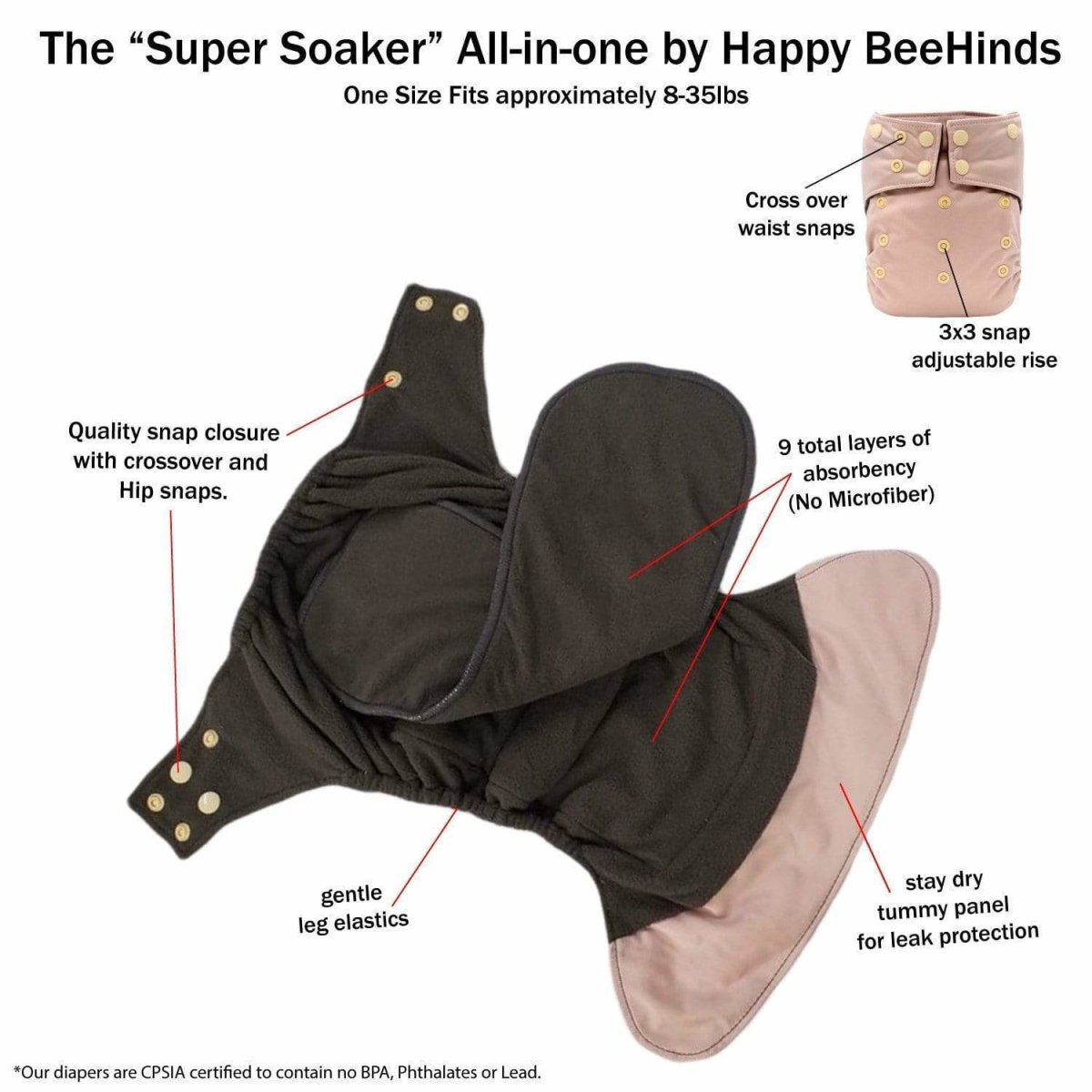Super Soaker AIO Cloth Diaper - Arrows | Happy BeeHinds | Baby Essentials - Bee Like Kids