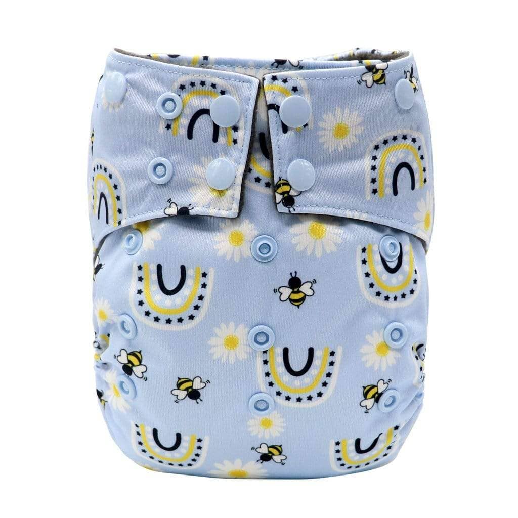 Super Soaker AIO Cloth Diaper - Bee Blue | Happy BeeHinds | Baby Essentials - Bee Like Kids