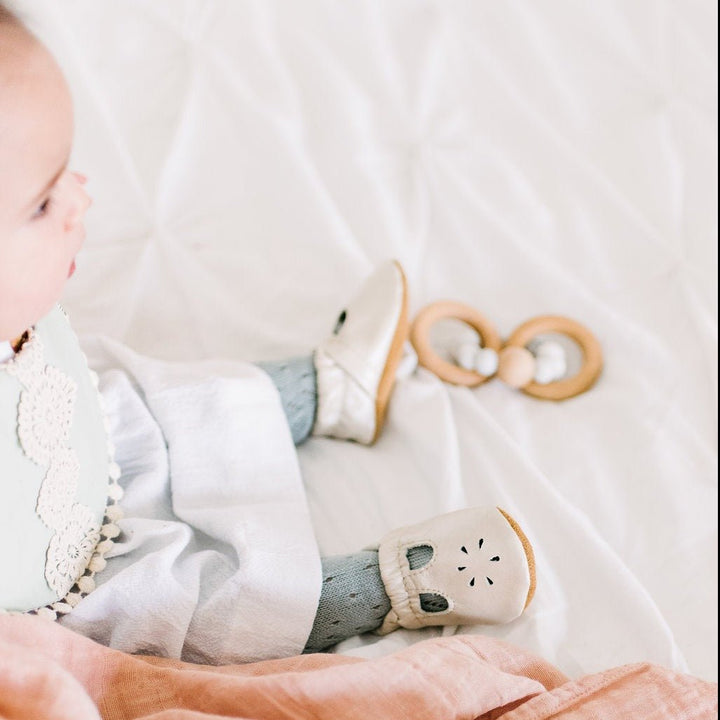 T-Strap Leather Baby and Toddler Shoes - Rose Blush | Starry Knight Design | Bee Like Kids
