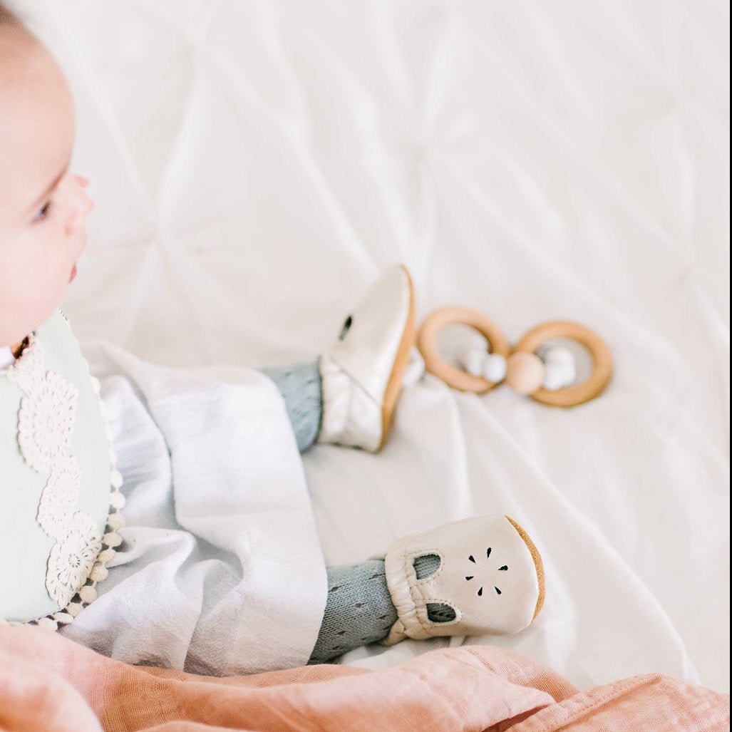 T-Strap Leather Baby and Toddler Shoes - Rose Blush | Starry Knight Design | Bee Like Kids