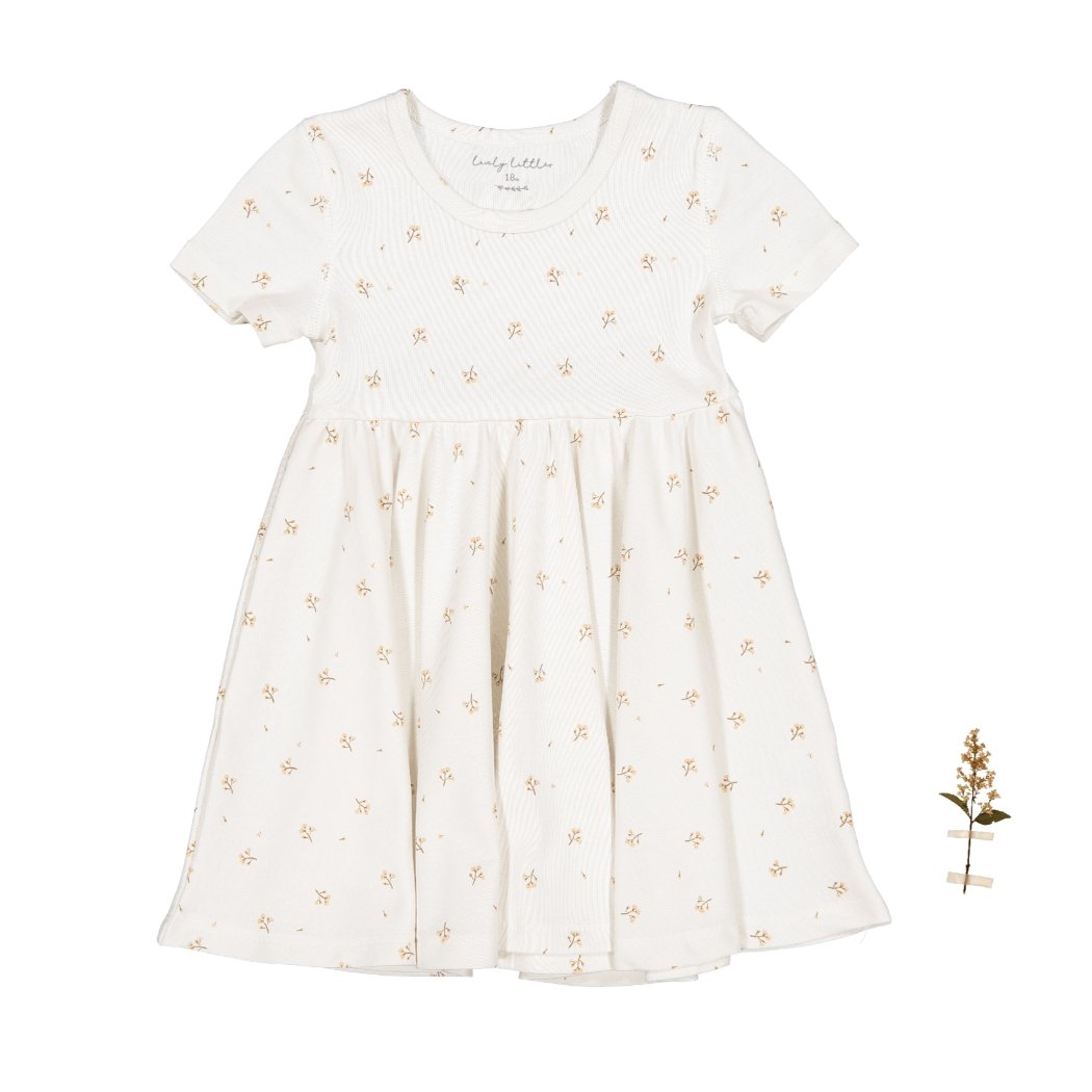The Printed Short Sleeve Dress - Tan Blossom