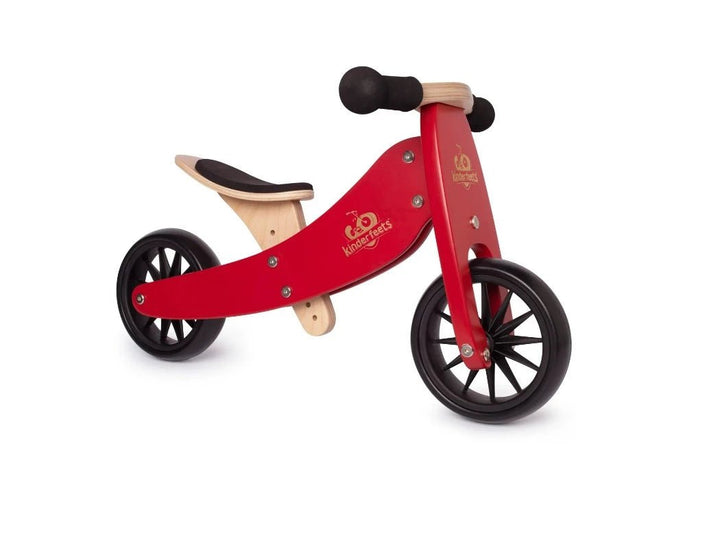Tiny Tot 2-in-1 Wooden Balance Bike &amp; Tricycle Red | Kinderfeet | Bee Like Kids