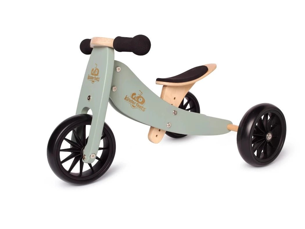 Tiny Tot 2-in-1 Wooden Balance Bike & Tricycle Green | Kinderfeet | Bee Like Kids