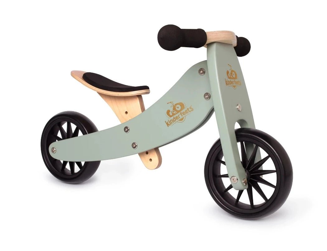 Tiny Tot 2-in-1 Wooden Balance Bike &amp; Tricycle Sage | Kinderfeet | Bee Like Kids